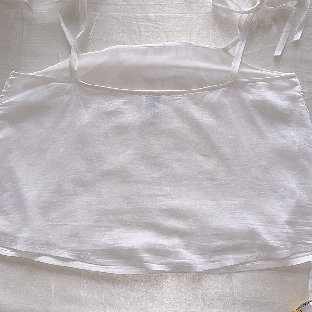 HD in Paris White Anthropologie Embroidery Lace Cami Top Cotton & Silk Ties LRG - Picture 10 of 13